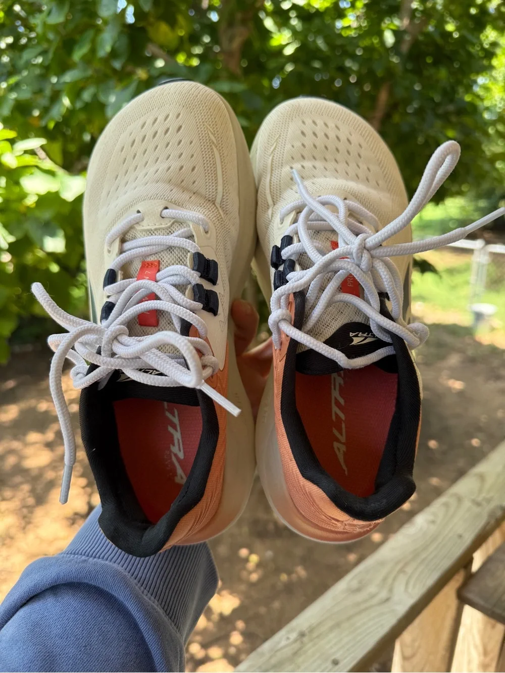Altra White and Coral Trail Running Shoes